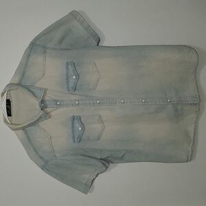 Roiwhq mens short sleeve denim shirt